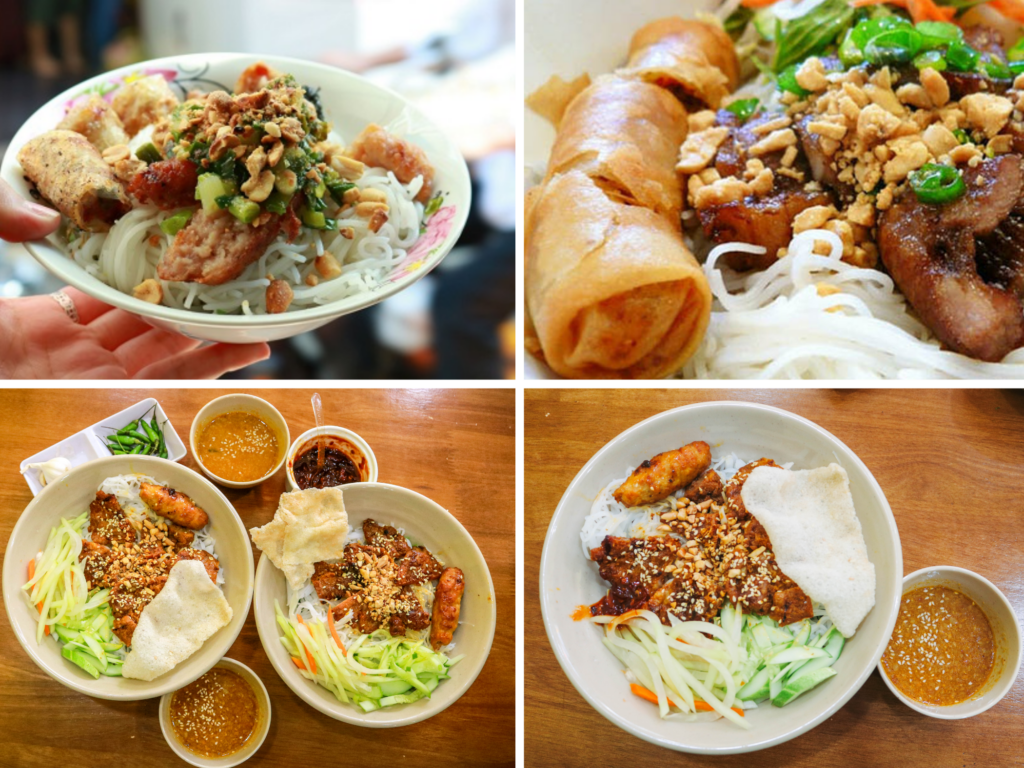 Tô bún thịt nướng đậm đà ăn kèm nước sốt đặc trưng - ăn gì ở đà nẵng buổi tối 