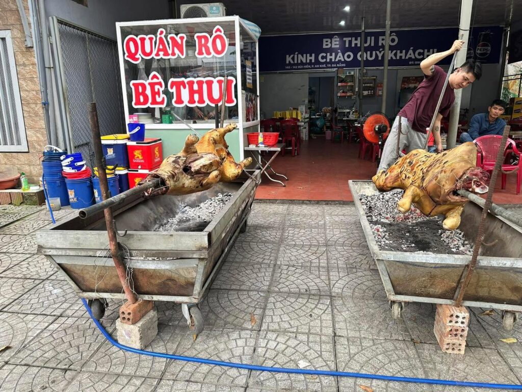 Bê thui da giòn ăn cùng rau sống và mắm cái - ăn gì ở đà nẵng buổi tối 