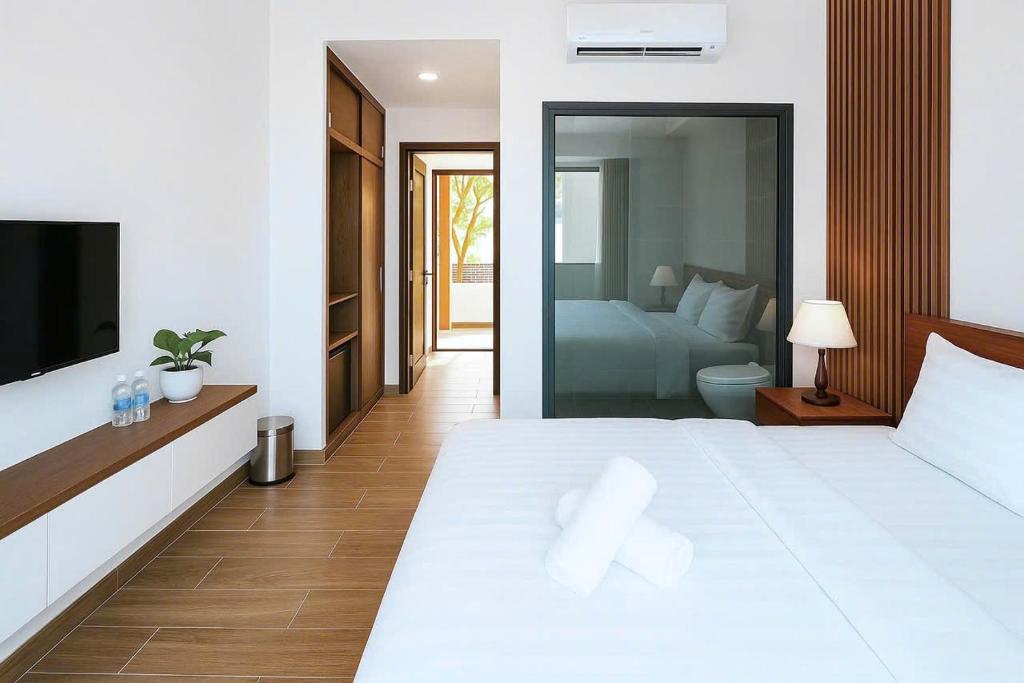 phòng ngủ khách sạn gần vinpearl nam hội an ngọc hoa hotel